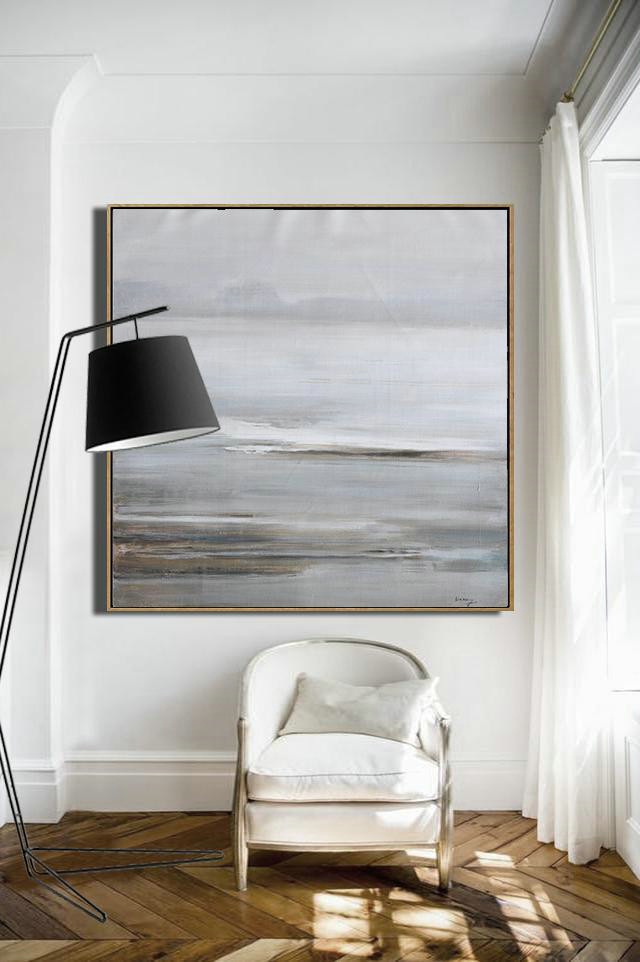 Large Abstract Art Handmade Painting,Large Abstract Landscape Oil Painting On Canvas,Abstract Art Decor,Contemporary Painting,White,Grey,Brown